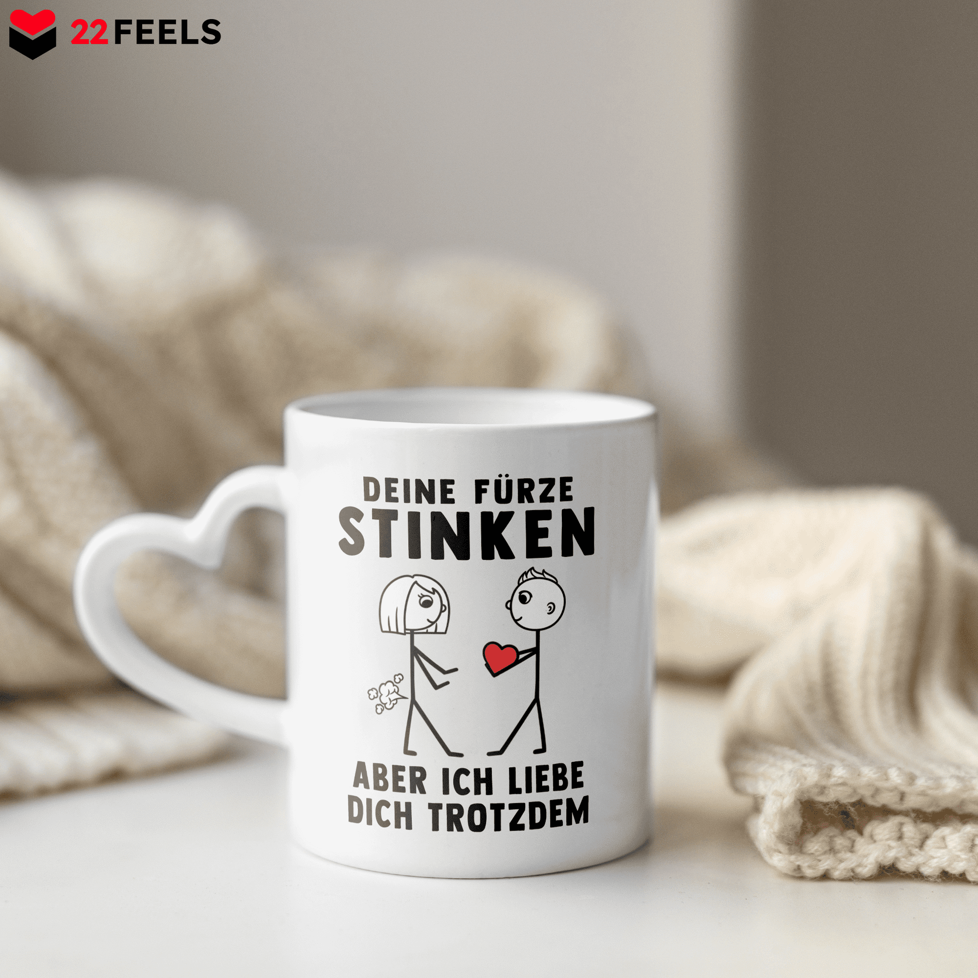 22Feels® Frauen Geschenk zum Jahrestag, Hochzeitstag, Valentinstag etc. - Tasse mit Spruch (Herzhenkel, Weiss, 320ml)-Tasse Weiss Herzhenkel 320ml-22Feels