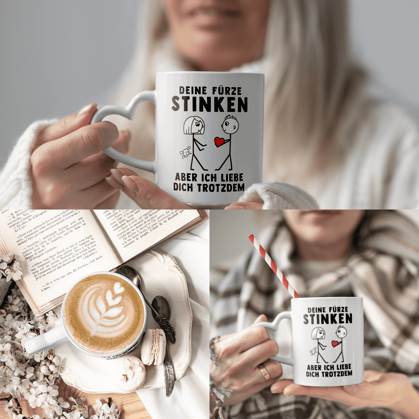 22Feels® Frauen Geschenk zum Jahrestag, Hochzeitstag, Valentinstag etc. - Tasse mit Spruch (Herzhenkel, Weiss, 320ml)-Tasse Weiss Herzhenkel 320ml-22Feels