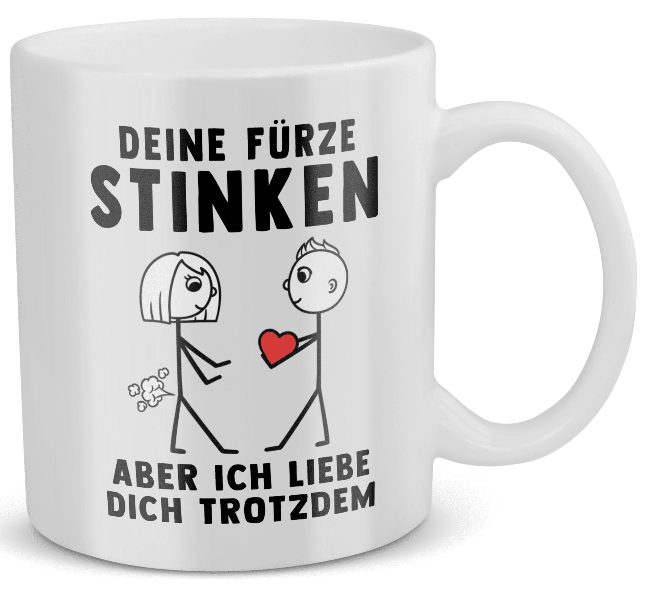 22Feels® ORIGINAL Geschenk-Tasse mit Spruch für Frauen - Deine Fürze Stinken, Aber Ich Liebe Dich Trotzdem (Weiss, 320ml)-Weisse Tasse 320ml-22Feels