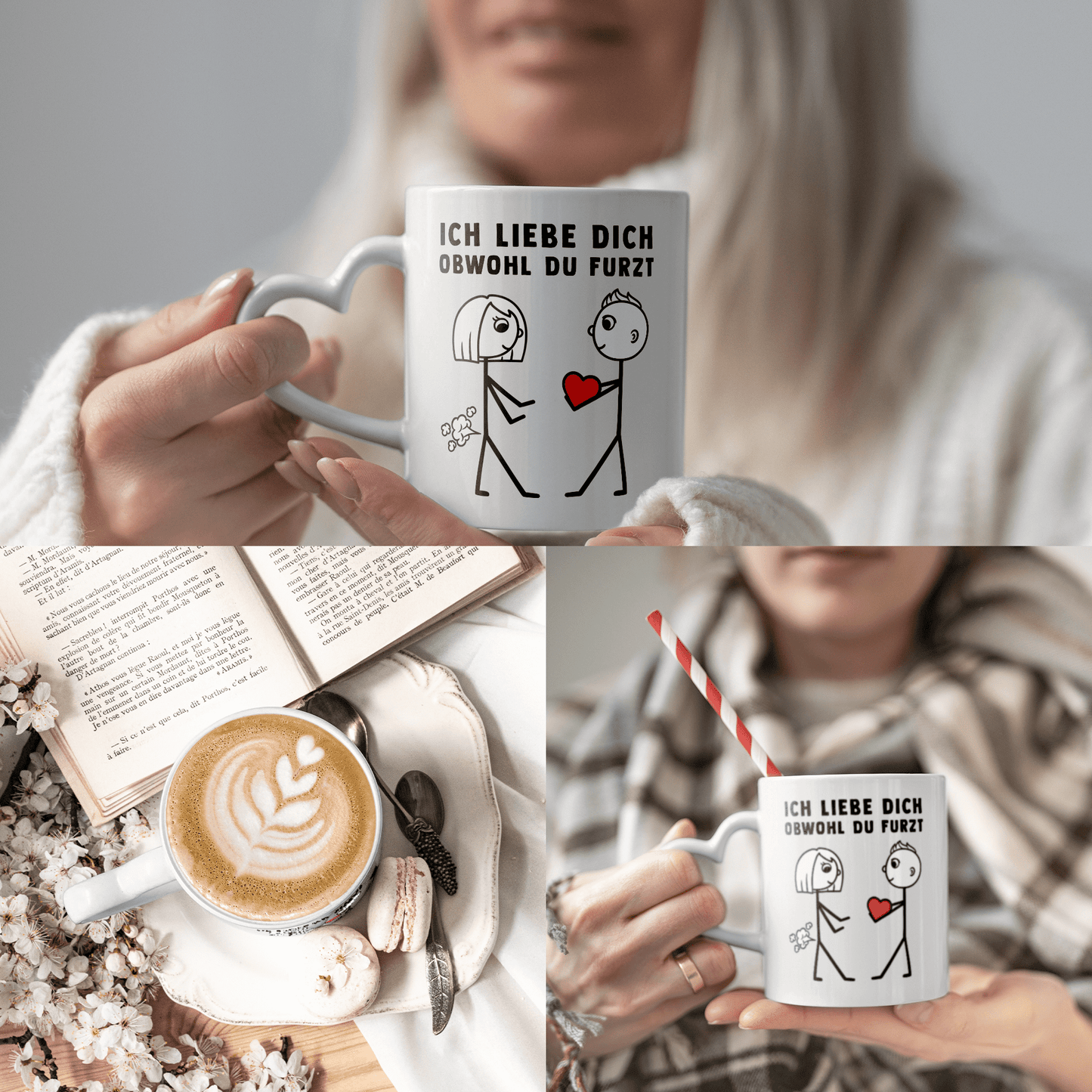 22Feels® Frauen Geschenk zum Jahrestag, Hochzeitstag, Valentinstag etc. - Tasse mit Spruch (Herzhenkel, Weiss, 320ml)-Tasse Weiss Herzhenkel 320ml-22Feels