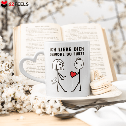 22Feels® Frauen Geschenk zum Jahrestag, Hochzeitstag, Valentinstag etc. - Tasse mit Spruch (Herzhenkel, Weiss, 320ml)-Tasse Weiss Herzhenkel 320ml-22Feels