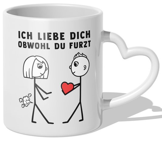 22Feels® Frauen Geschenk zum Jahrestag, Hochzeitstag, Valentinstag etc. - Tasse mit Spruch (Herzhenkel, Weiss, 320ml)-Tasse Weiss Herzhenkel 320ml-22Feels
