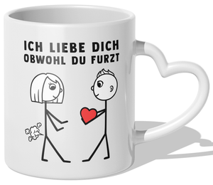 22Feels® Frauen Geschenk zum Jahrestag, Hochzeitstag, Valentinstag etc. - Tasse mit Spruch (Herzhenkel, Weiss, 320ml)-Tasse Weiss Herzhenkel 320ml-22Feels