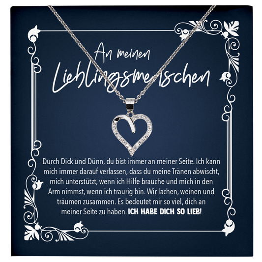 22Feels® Beste Freundin Geschenk - Echt Silber 925/000 Schmuckset: Herz Halskette mit Botschaftskarte-Schmuck mit Botschaftskarte - Herz21-22Feels
