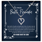 22Feels® Beste Freundin Geschenk - Echt Silber 925/000 Schmuckset: Herz Halskette mit Botschaftskarte-Schmuck mit Botschaftskarte - Herz21-22Feels