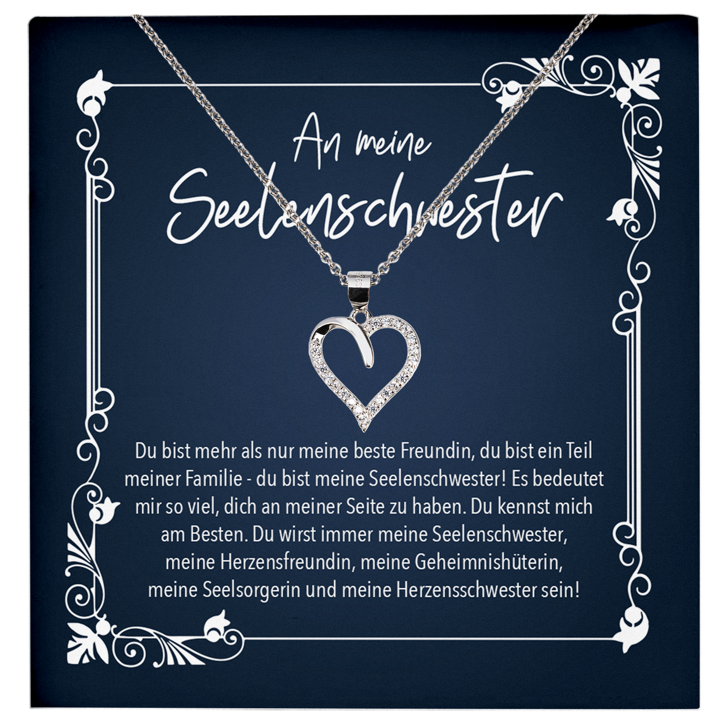 22Feels® Beste Freundin Geschenk - Echt Silber 925/000 Schmuckset: Herz Halskette mit Botschaftskarte-Schmuck mit Botschaftskarte - Herz21-22Feels