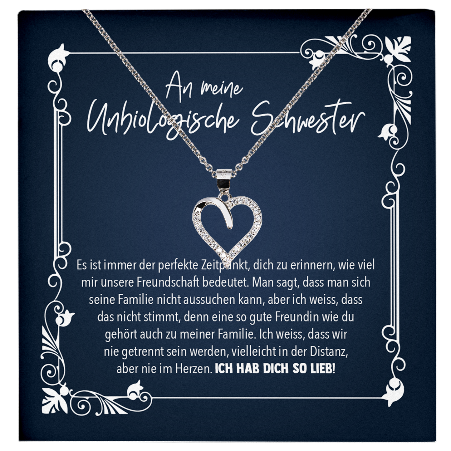 22Feels® Beste Freundin Geschenk - Echt Silber 925/000 Schmuckset: Herz Halskette mit Botschaftskarte-Schmuck mit Botschaftskarte - Herz21-22Feels