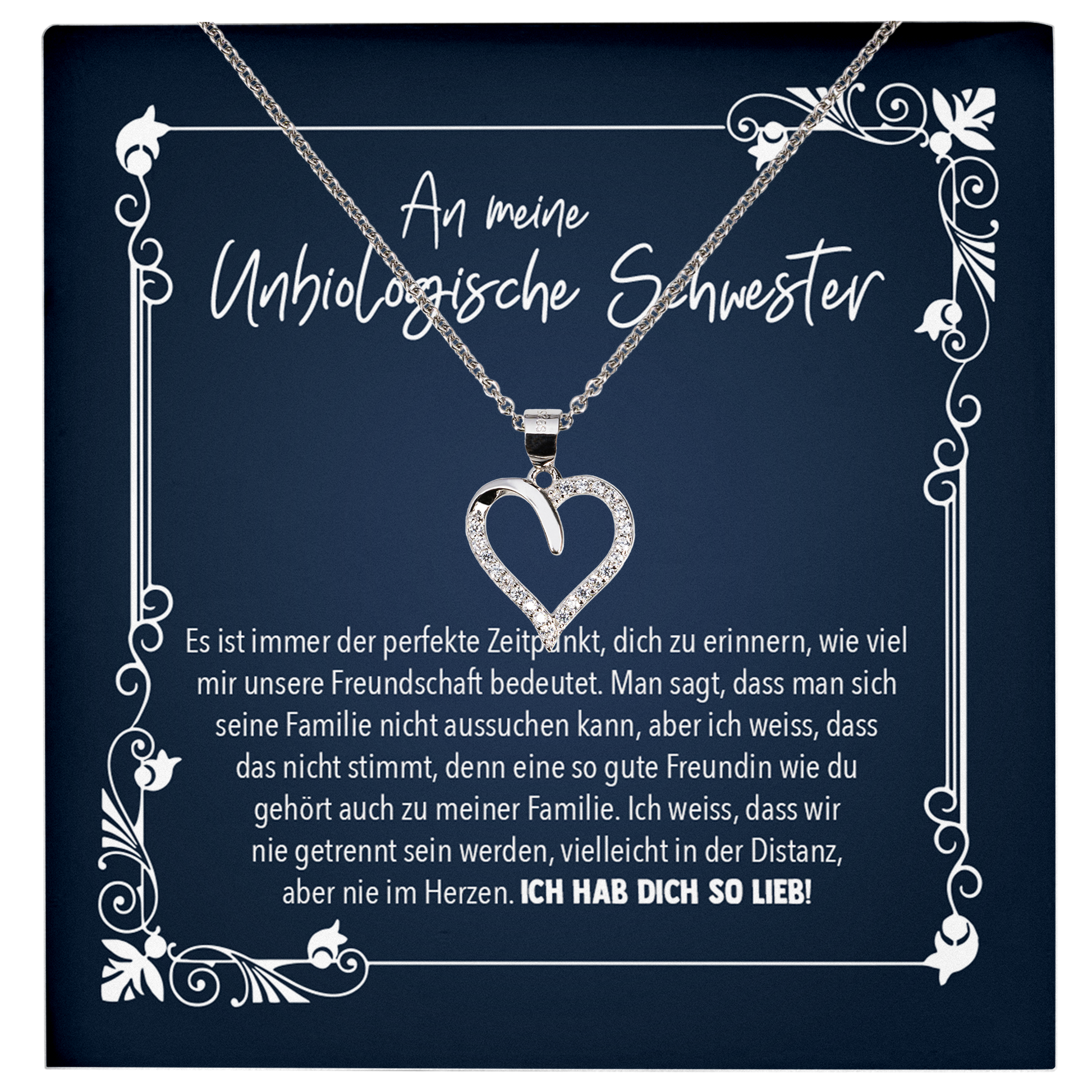 22Feels® Beste Freundin Geschenk - Echt Silber 925/000 Schmuckset: Herz Halskette mit Botschaftskarte-Schmuck mit Botschaftskarte - Herz21-22Feels