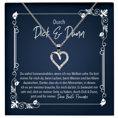 22Feels® Beste Freundin Geschenk - Echt Silber 925/000 Schmuckset: Herz Halskette mit Botschaftskarte-Schmuck mit Botschaftskarte - Herz21-22Feels