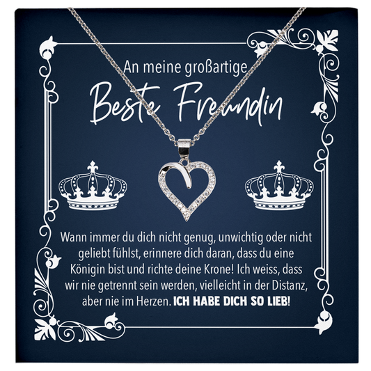 22Feels® Beste Freundin Geschenk - Echt Silber 925/000 Schmuckset: Herz Halskette mit Botschaftskarte-Schmuck mit Botschaftskarte - Herz21-22Feels