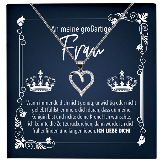22Feels® Ehefrau Geschenk zum Hochzeitstag, Valentinstag, Geburtstag etc. - Echt Silber 925/000 Schmuckset: Herz Halskette mit Botschaftskarte-Schmuck mit Botschaftskarte - Herz21-22Feels