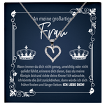 22Feels® Ehefrau Geschenk zum Hochzeitstag, Valentinstag, Geburtstag etc. - Echt Silber 925/000 Schmuckset: Herz Halskette mit Botschaftskarte-Schmuck mit Botschaftskarte - Herz21-22Feels