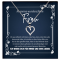 22Feels® Ehefrau Geschenk zum Hochzeitstag, Valentinstag, Geburtstag etc. - Echt Silber 925/000 Schmuckset: Herz Halskette mit Botschaftskarte-Schmuck mit Botschaftskarte - Herz21-22Feels