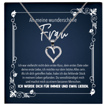 22Feels® Ehefrau Geschenk zum Hochzeitstag, Valentinstag, Geburtstag etc. - Echt Silber 925/000 Schmuckset: Herz Halskette mit Botschaftskarte-Schmuck mit Botschaftskarte - Herz21-22Feels