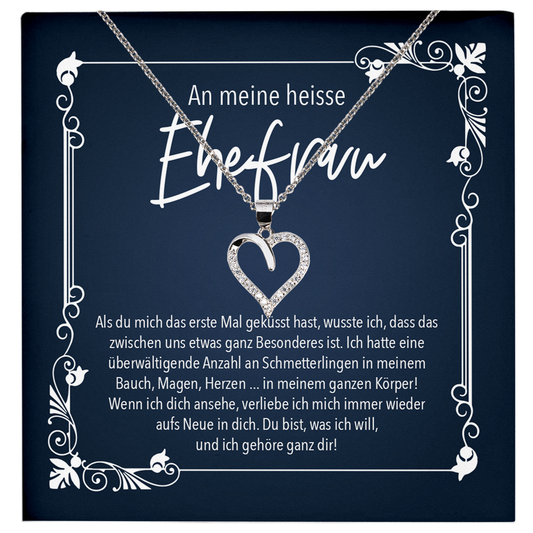 22Feels® Ehefrau Geschenk zum Hochzeitstag, Valentinstag, Geburtstag etc. - Echt Silber 925/000 Schmuckset: Herz Halskette mit Botschaftskarte-Schmuck mit Botschaftskarte - Herz21-22Feels