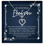 22Feels® Ehefrau Geschenk zum Hochzeitstag, Valentinstag, Geburtstag etc. - Echt Silber 925/000 Schmuckset: Herz Halskette mit Botschaftskarte-Schmuck mit Botschaftskarte - Herz21-22Feels