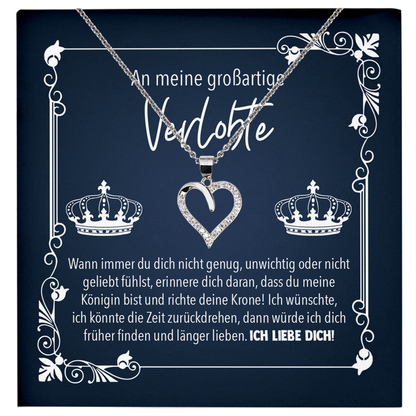 22Feels® Frauen Verlobungsgeschenk - Echt Silber 925/000 Schmuckset: Herz Halskette mit Botschaftskarte-Schmuck mit Botschaftskarte - Herz21-22Feels