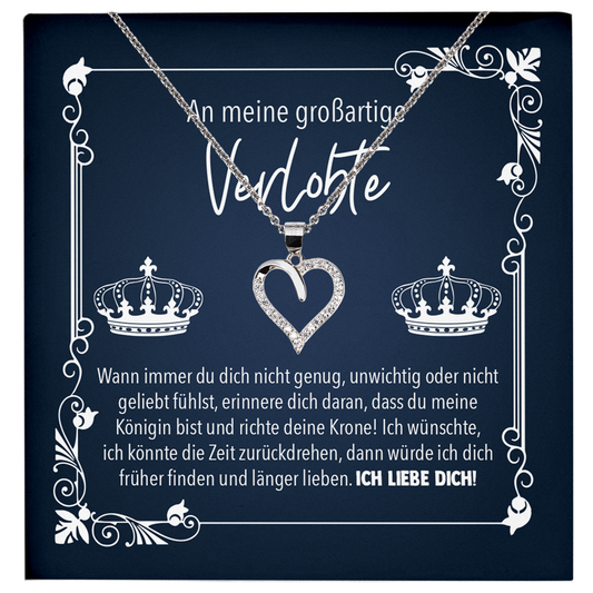 22Feels® Frauen Verlobungsgeschenk - Echt Silber 925/000 Schmuckset: Herz Halskette mit Botschaftskarte-Schmuck mit Botschaftskarte - Herz21-22Feels