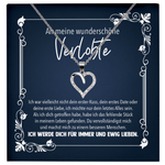 22Feels® Frauen Verlobungsgeschenk - Echt Silber 925/000 Schmuckset: Herz Halskette mit Botschaftskarte-Schmuck mit Botschaftskarte - Herz21-22Feels