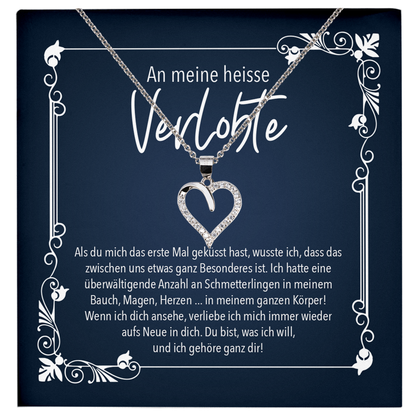 22Feels® Frauen Verlobungsgeschenk - Echt Silber 925/000 Schmuckset: Herz Halskette mit Botschaftskarte-Schmuck mit Botschaftskarte - Herz21-22Feels