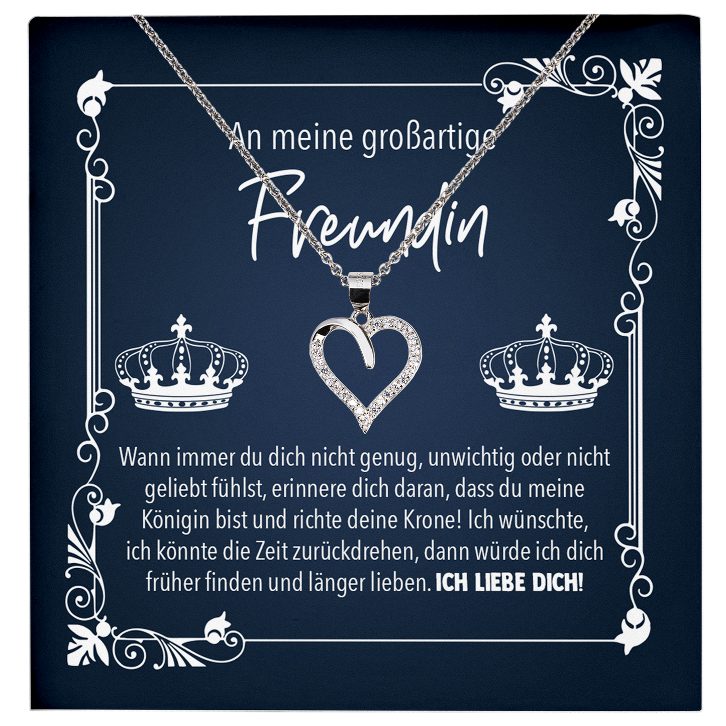 22Feels® Freundin Geschenk zu Jahrestag, Valentinstag und co. - Echt Silber 925/000 Schmuckset: Herz Halskette mit Botschaftskarte-Schmuck mit Botschaftskarte - Herz21-22Feels