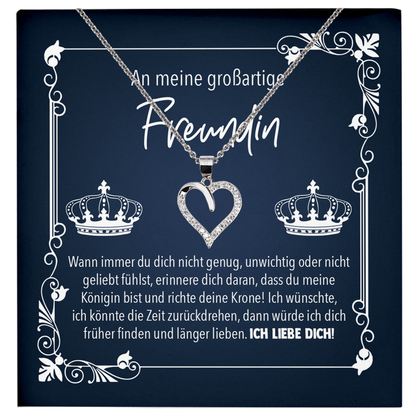 22Feels® Freundin Geschenk zu Jahrestag, Valentinstag und co. - Echt Silber 925/000 Schmuckset: Herz Halskette mit Botschaftskarte-Schmuck mit Botschaftskarte - Herz21-22Feels