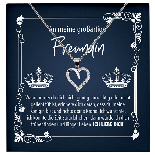 22Feels® Freundin Geschenk zu Jahrestag, Valentinstag und co. - Echt Silber 925/000 Schmuckset: Herz Halskette mit Botschaftskarte-Schmuck mit Botschaftskarte - Herz21-22Feels