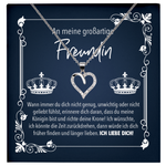 22Feels® Freundin Geschenk zu Jahrestag, Valentinstag und co. - Echt Silber 925/000 Schmuckset: Herz Halskette mit Botschaftskarte-Schmuck mit Botschaftskarte - Herz21-22Feels