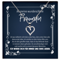 22Feels® Freundin Geschenk zu Jahrestag, Valentinstag und co. - Echt Silber 925/000 Schmuckset: Herz Halskette mit Botschaftskarte-Schmuck mit Botschaftskarte - Herz21-22Feels