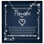 22Feels® Freundin Geschenk zu Jahrestag, Valentinstag und co. - Echt Silber 925/000 Schmuckset: Herz Halskette mit Botschaftskarte-Schmuck mit Botschaftskarte - Herz21-22Feels