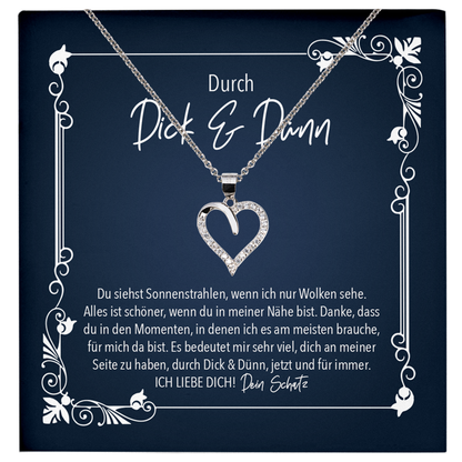 22Feels® Romantisches Geschenk für Frauen zum Jahrestag, Valentinstag, Hochzeitstag und co. - Echt Silber 925/000 Schmuckset: Herz Halskette mit Botschaftskarte-Schmuck mit Botschaftskarte - Herz21-22Feels