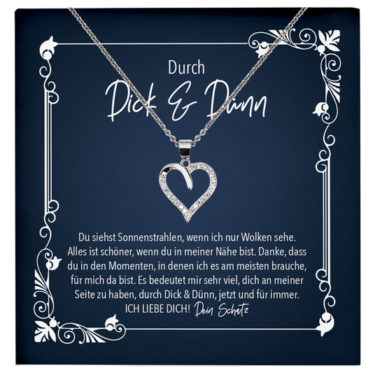 22Feels® Romantisches Geschenk für Frauen zum Jahrestag, Valentinstag, Hochzeitstag und co. - Echt Silber 925/000 Schmuckset: Herz Halskette mit Botschaftskarte-Schmuck mit Botschaftskarte - Herz21-22Feels