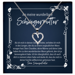 22Feels® Schwiegermama Geschenk von der Braut bzw. Schwiegertochter - Echt Silber 925/000 Schmuckset: Herz Halskette mit Botschaftskarte-Schmuck mit Botschaftskarte - Herz21-22Feels