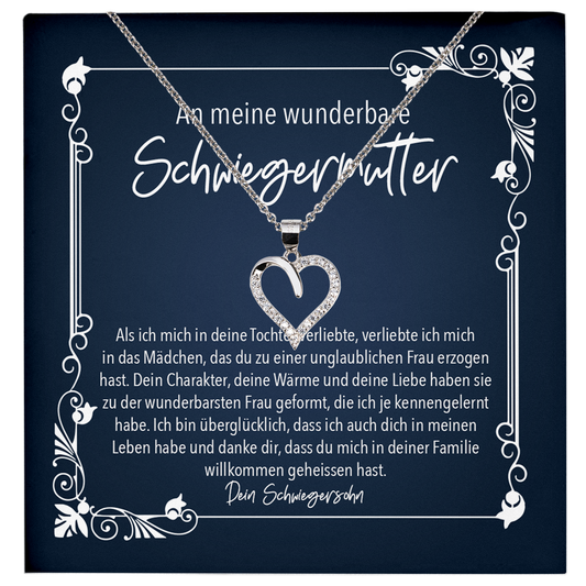 22Feels® Schwiegermama Geschenk vom Bräutigam bzw. Schwiegertochter - Echt Silber 925/000 Schmuckset: Herz Halskette mit Botschaftskarte-Schmuck mit Botschaftskarte - Herz21-22Feels