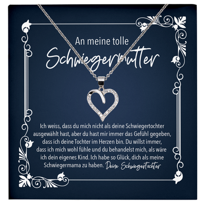22Feels® Schwiegermama Geschenk von der Braut bzw. Schwiegertochter - Echt Silber 925/000 Schmuckset: Herz Halskette mit Botschaftskarte-Schmuck mit Botschaftskarte - Herz21-22Feels