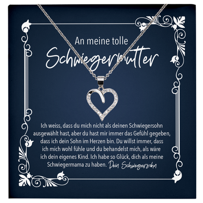 22Feels® Schwiegermama Geschenk vom Bräutigam bzw. Schwiegertochter - Echt Silber 925/000 Schmuckset: Herz Halskette mit Botschaftskarte-Schmuck mit Botschaftskarte - Herz21-22Feels