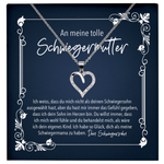 22Feels® Schwiegermama Geschenk vom Bräutigam bzw. Schwiegertochter - Echt Silber 925/000 Schmuckset: Herz Halskette mit Botschaftskarte-Schmuck mit Botschaftskarte - Herz21-22Feels