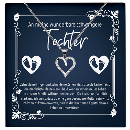 22Feels® Werdende Mama Geschenk zur Schwangerschaft - Echt Silber 925/000 Schmuckset: Herz Halskette mit Botschaftskarte-Schmuck mit Botschaftskarte - Herz21-22Feels
