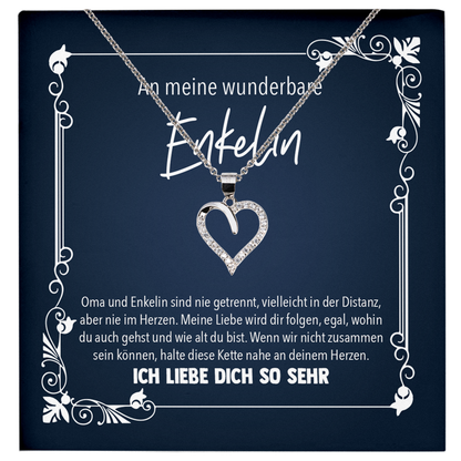 22Feels® Enkelin Geschenk von Oma - Echt Silber 925/000 Schmuckset: Herz Halskette mit Botschaftskarte-Schmuck mit Botschaftskarte - Herz21-22Feels
