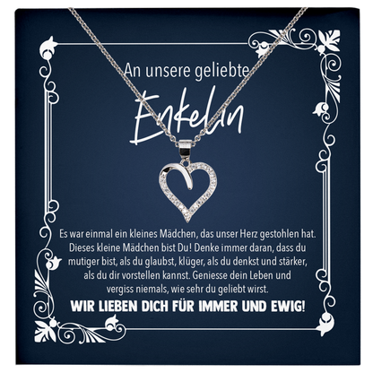 22Feels® Enkelin Geschenk von Oma und Opa - Echt Silber 925/000 Schmuckset: Herz Halskette mit Botschaftskarte-Schmuck mit Botschaftskarte - Herz21-22Feels