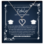 22Feels® Enkelin Geschenk zum Universitätsabschluss - Echt Silber 925/000 Schmuckset: Herz Halskette mit Botschaftskarte-Schmuck mit Botschaftskarte - Herz21-22Feels