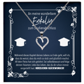 22Feels® Enkelin Geschenk zum Universitätsabschluss - Echt Silber 925/000 Schmuckset: Herz Halskette mit Botschaftskarte-Schmuck mit Botschaftskarte - Herz21-22Feels