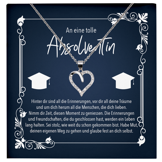 22Feels® Uni Absolventin Geschenk - Echt Silber 925/000 Schmuckset: Herz Halskette mit Botschaftskarte-Schmuck mit Botschaftskarte - Herz21-22Feels