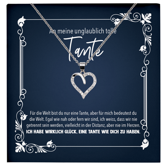 22Feels® Tante Geschenk - Echt Silber 925/000 Schmuckset: Herz Halskette mit Botschaftskarte-Schmuck mit Botschaftskarte - Herz21-22Feels
