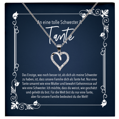 22Feels® Tante Geschenk - Echt Silber 925/000 Schmuckset: Herz Halskette mit Botschaftskarte-Schmuck mit Botschaftskarte - Herz21-22Feels