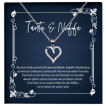 22Feels® Tante Geschenk vom Neffen - Echt Silber 925/000 Schmuckset: Herz Halskette mit Botschaftskarte-Schmuck mit Botschaftskarte - Herz21-22Feels