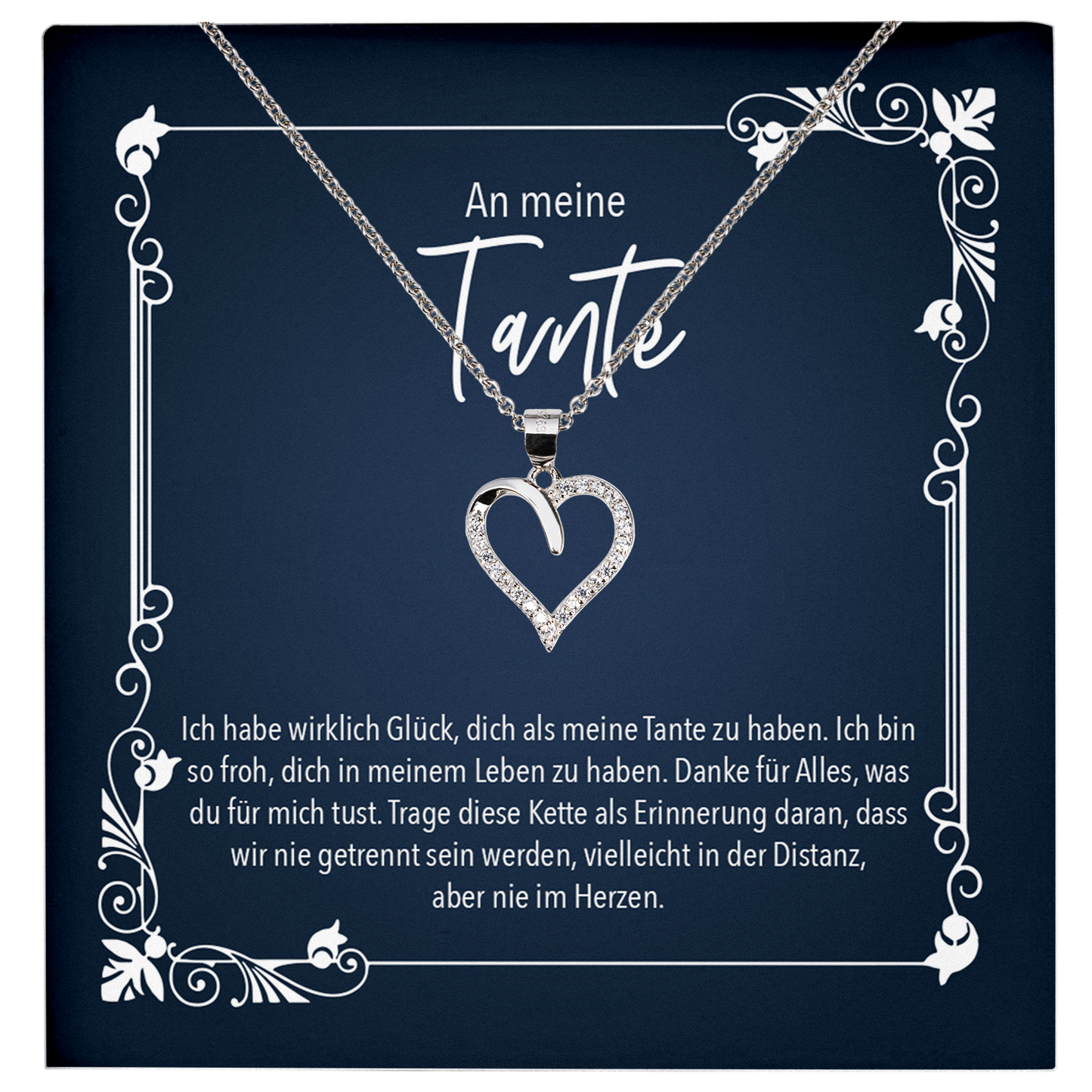 22Feels® Tante Geschenk - Echt Silber 925/000 Schmuckset: Herz Halskette mit Botschaftskarte-Schmuck mit Botschaftskarte - Herz21-22Feels