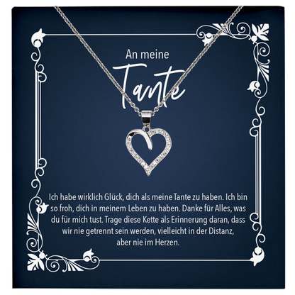 22Feels® Tante Geschenk - Echt Silber 925/000 Schmuckset: Herz Halskette mit Botschaftskarte-Schmuck mit Botschaftskarte - Herz21-22Feels