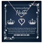 22Feels® Nichte Geschenk - Echt Silber 925/000 Schmuckset: Herz Halskette mit Botschaftskarte-Schmuck mit Botschaftskarte - Herz21-22Feels