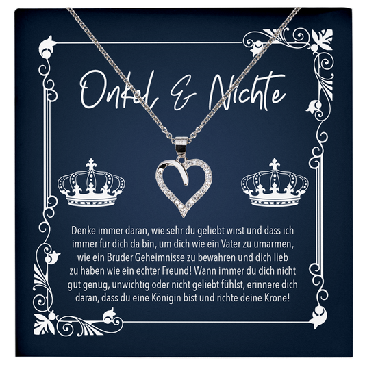 22Feels® Nichte Geschenk vom Onkel - Echt Silber 925/000 Schmuckset: Herz Halskette mit Botschaftskarte-Schmuck mit Botschaftskarte - Herz21-22Feels